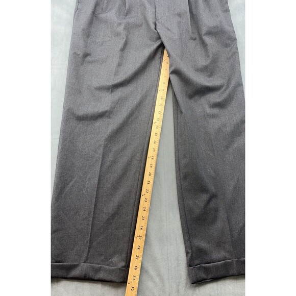 Lauren Ralph Lauen Total Comfort Dress Pants Mens 38x32 Gray Pleated Cuffed - Picture 6 of 11